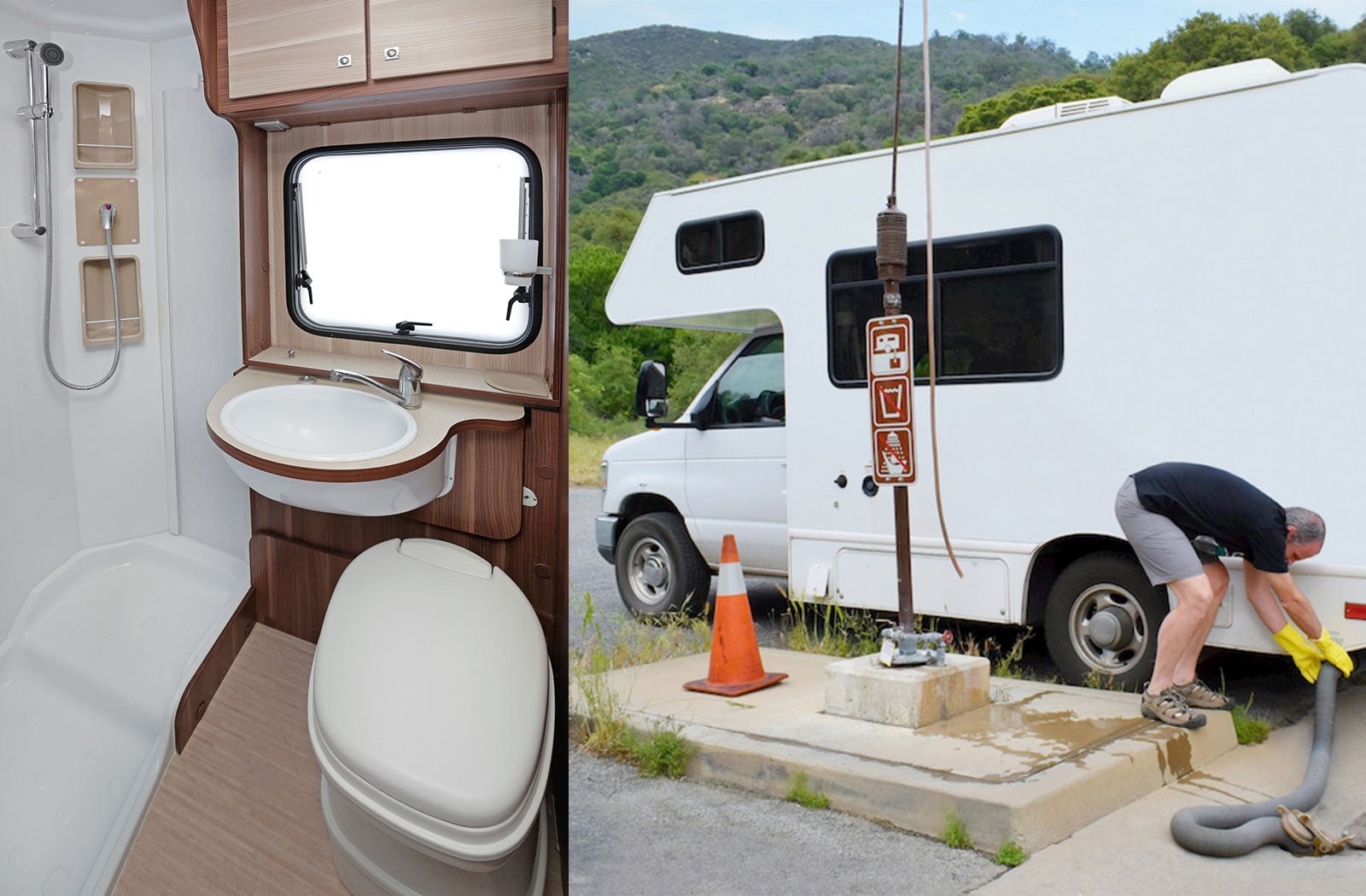 Portable RV/camper toilet and holding tank setup in Lumberton, North Carolina